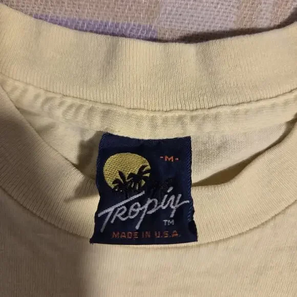 VTG 80s Hawaiian Tropic Sun Surfing Tanning Hobie Surf T Shirt USA Size M 1982 - Picture 3 of 9